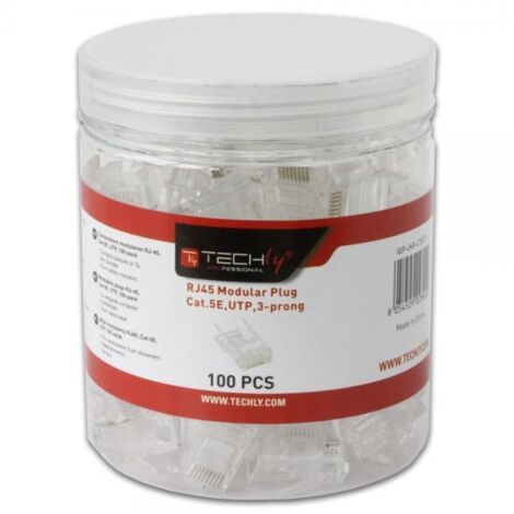 Techly Professional Confezione 100 Plug RJ45 UTP per Cavo Rigido Cat.5E (1/3)