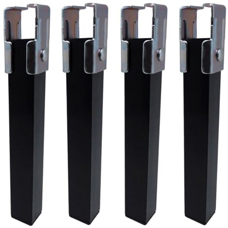 Set di 4 gambe per rete PT25 30x30x255 mm senza ruota, nero 96400 Micel