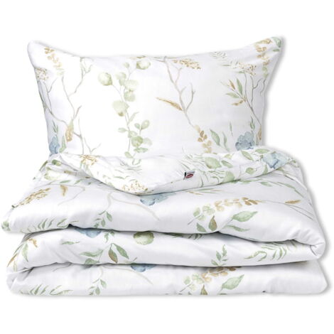 Completo letto in raso 160x200 ESCLUSIVO Primavera floreale brillante nei toni del verde