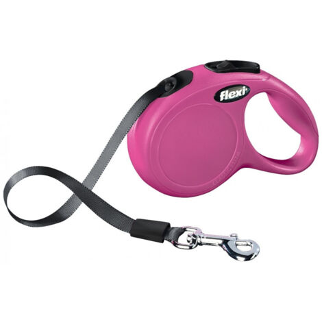 Guinzaglio estensibile a fettuccia Flexi New Classic Tape con manico ergonomico per cani: Rosa XS 3 metri