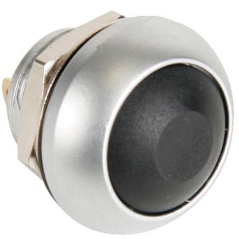 MINI PULSANTE ROTONDO IN METALLO CON PULSANTE NERO 1P SPST OFF-(ON) (1/3)