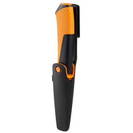 Fiskars Coltello universale, Include fodero con affilalama, Lunghezza totale: 21,5 cm, Nero/Arancione, 1023618