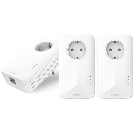 Strong Powerline 1000 Mbps - Set 3 Adattatori Ethernet Bianchi per Internet Veloce (1/4)