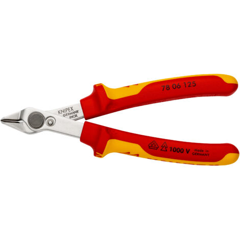KNIPEX 78 06 125 Electronic Super Knips® VDE isolati con manici rivestiti in materiale bicomponente, collaudati VDE 125 mm