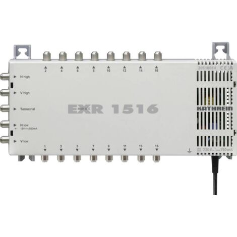 Kathrein EXR 1516 Commutatore Multiplo per Sistema di Distribuzione Satellitare, Raccordamenti FI 5-16, Tensione 18 V, Corrente di Telealimentazione 550 mA, Frequenza 47-862 MHz, Colore Grigio, Dimens (1/4)