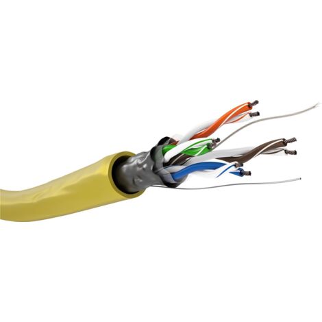 CAT 5e Cavo di rete, F/UTP, 100 m, giallo, Conduttore in alluminio rivestito di rame (CCA), AWG 26/7 (stranded), guaina in PVC. colore giallo