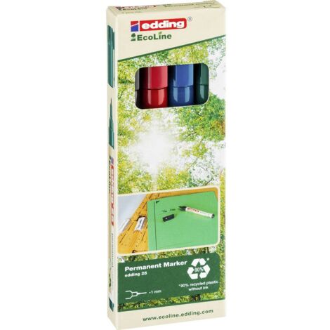 Edding 25 EcoLine 4-25-4 Marcatore indelebile Nero, Rosso, Blu, Verde resistente all'acqua: Sì