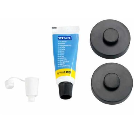 WENKO Adattatore Power-Loc® per Serie Classic Plus, Set di 2, fissaggio senza foratura, colla rimovibile senza residui, aderenza estremamente forte, Carico 80 kg, Plastica, Ø 4x1,5 cm, nero (1/4)