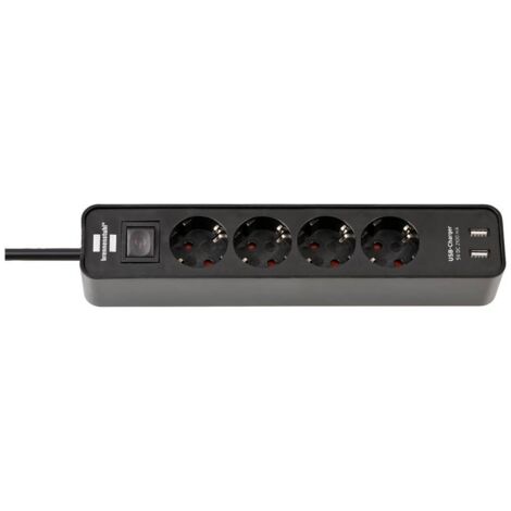 Brennenstuhl 1153240006 Multipresa con interruttore 4 vie Nero Schuko 1 pz.