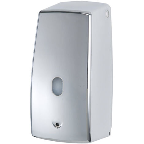 WENKO Distributore automatico di sapone a muro, senza contatto, Treviso, Capacità 650ml, Plastica, 11x22,5x10,5 cm, Cromato