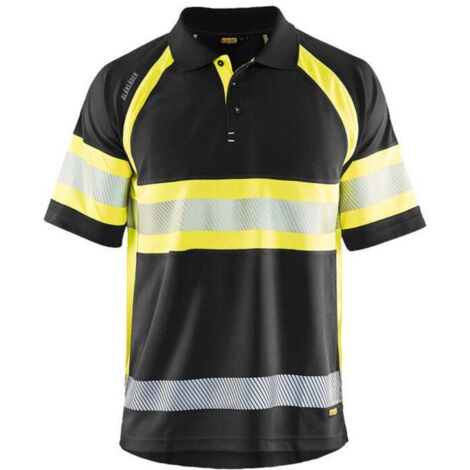Polo da lavoro alta visibilità anti-UV 3338 - Nero/Giallo fluorescente M (1/5)