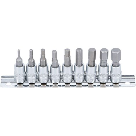Serie di chiavi a bussola  6,3 mm (1/4")  esagono interno 3/32" - 3/8"  dimensioni in pollici  9 pz.