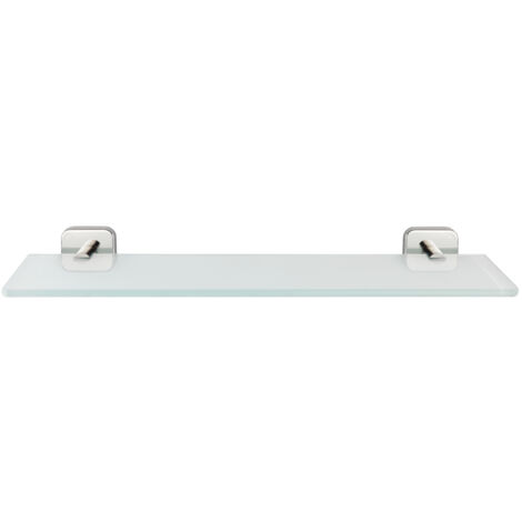 WENKO Mensola per bagno, ripiano in vetro Mezzano, fissaggio in acciaio inox - vetro satinato, 46,5x5,5x13,5 cm, lucido