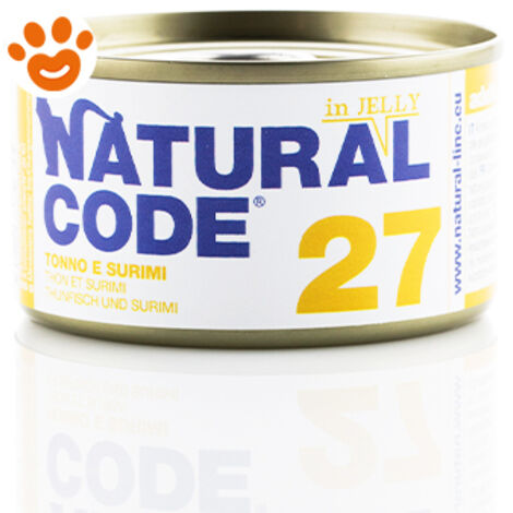 Natural Code Gatto Adulto, in Lattina 85gr 27 Tonno e Surimi in Jelly