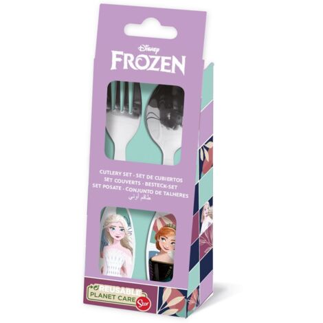 Set 2 posate per bambine in acciaio Frozen (1/4)
