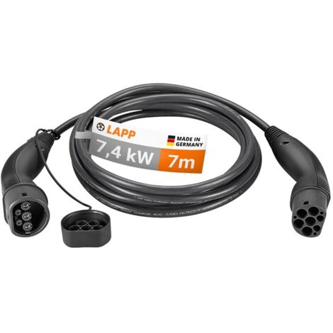 Cavo di ricarica di Tipo 2, fino a 7,4 kW, m, nero, (5555934006) 32 A, monofase, per la ricarica di auto ibride ed elettriche con connessione di Tipo 2. Lunghezza del Cavo 7 m (1/5)