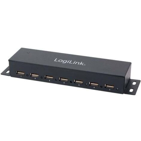 Hub USB LogiLink a 7 porte in metallo con indicatore LED e alimentatore incluso (UA0148) (1/2)