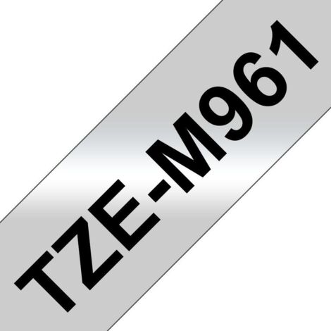 Bobina di Carta per Stampante Brother TZEM961, 6mm x 8m, Argento Metallizzato e Nero
