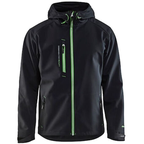 Giacca da lavoro softshell con cappuccio 4949 - Nero/Verde XS