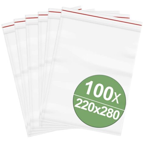 Bustina apri-chiudi senza etichette di siglatura (L x A) 220 mm x 280 mm Trasparente Polietilene 100 pz.
