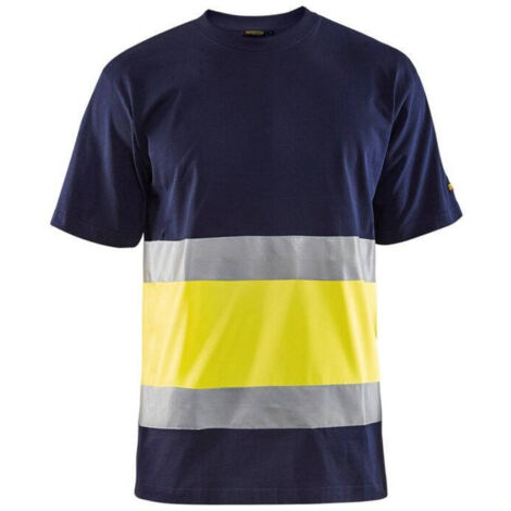 Maglietta da lavoro ad alta visibilità 3387 - Blu navy/Giallo fluorescente XS (1/5)