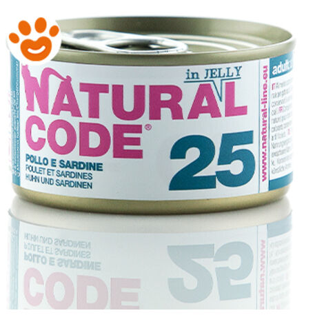 Natural Code 25 Cat Adult al Pollo e Sardine in Jelly  - Natural Code 25 Cat Adult al Pollo e Sardine in Jelly - Lattina Da 85 Gr