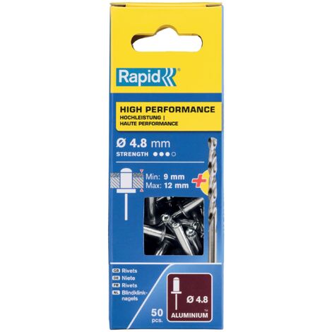 Set 50 rivetti in alluminio Diam.4,8 x H.16 mm RAPID Rapid (1/5)