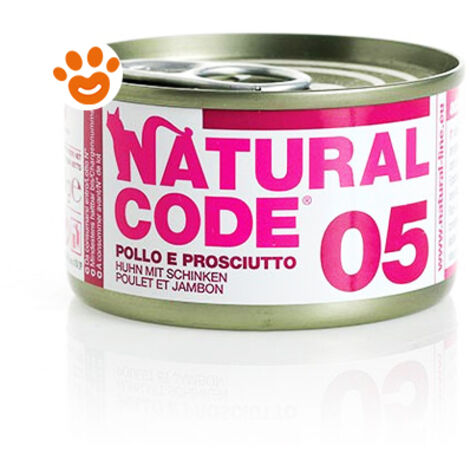 Natural Code Gatto Adulto, in Lattina 85gr 05 Pollo e Prosciutto