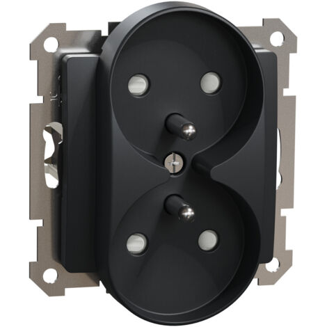 Presa doppia con messa a terra, 2x2P+PE con otturatori per sistema a telaio (per telai Elements), nero antracite SEDNA DESIGN
