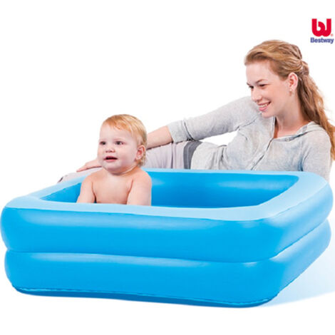 Bestway – Bagnetto baby quadrato gonfiabile – Fondo gonfiabile – Materassino per piscine – Dimensioni 90x90cm (1/10)