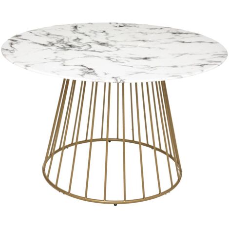 Tavolo da pranzo rayo effetto marmo oro bianco d120cm - Atmosphera créateur d'intérieur