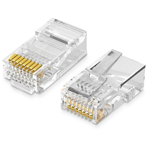 Spina a doppino intrecciato RJ45 8P8C UTP Cat. 5 5e trasparente 100 pezzi. (1/5)