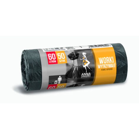 Anna Zaradna sacchi per la spazzatura resistenti 60l 50 pezzi neri hdpe