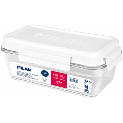 Porta pranzo Ermetico Milan 1,2 L Bianco Trasparente Plastica Rettangolare (1/2)