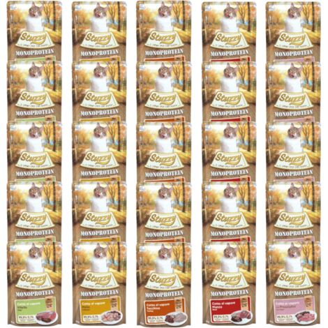 STUZZY Cibo umido monoproteico per gatti mix di sapori 25x85g