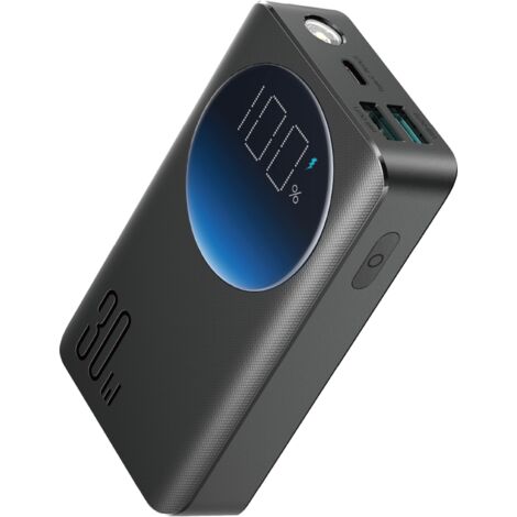 Powerbank 2 in 1 10000 mAh 30 W LED Torcia USB USB-C Nero (1/5)