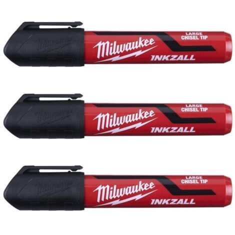 Marcador con punta cincelada Negro 6mm - 3uds - INKZALL Black L Chisel Tip Marker (3PK)