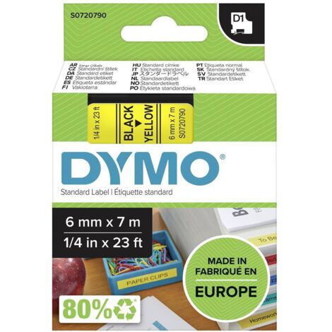 Cassetta nastro DYMO D1 43618 Colore Nastro: Giallo Colore carattere:Nero 6 mm 7 m