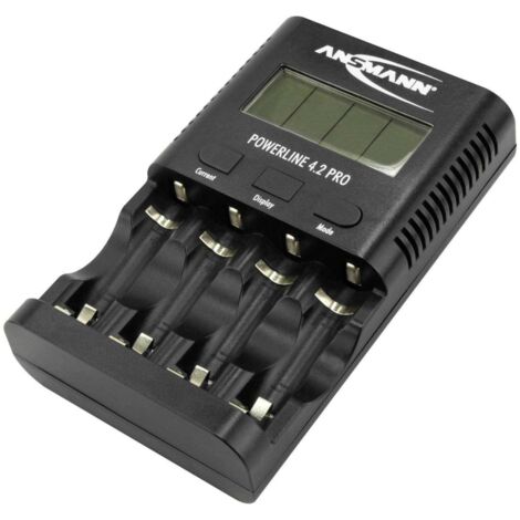 ANSMANN POWERline 4.2 Pro - Caricabatterie e Tester per Batterie AA/AAA (4x) con Porta USB, 1800 mA