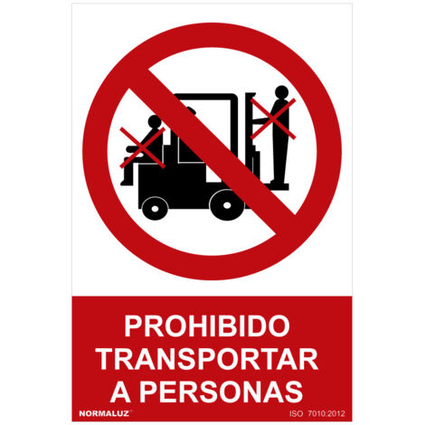 Cartello "Divieto di trasporto persone" (PVC 0,7mm) 30x40cm luce normale