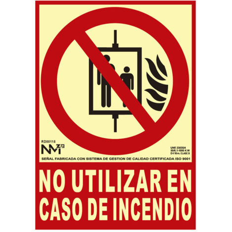 Cartello antincendio "Vietato l'uso in caso di incendio", classe B (PVC 0,7 mm), 21x30 cm, luce normale