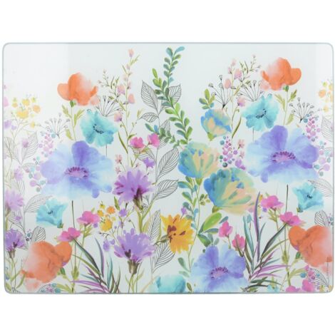 Creative Tops Protezione per Piano di Lavoro, Tagliere in Vetro, Top Cucina con Motivo Floreale, 40 x 30 cm (1/4)