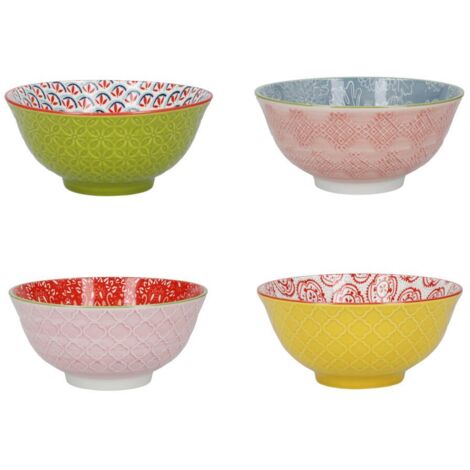Set di 4 ciotole in ceramica 15 cm – Per cereali, gelato e zuppe – Design luminoso – Confezione regalo – Kitchen Craft (1/5)