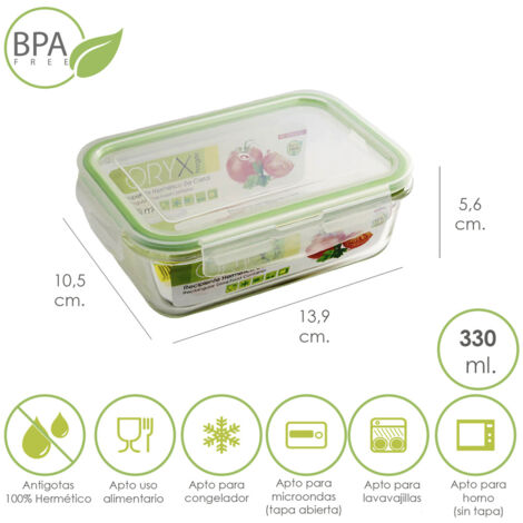 ORYX Contenitore ermetico rettangolare in vetro 330 ml. 13,9 x 10,5 x 5,6 (h) cm.
