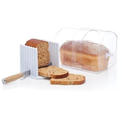 KitchenCraft Cestino per il pane Stay Fresh-Cestino per il pane espandibile con guida per affettare il pane, L (1/4)