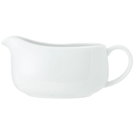 Mikasa Chalk Salsiera in porcellana, 700 ml, Grande salsiera per sugo, salse e crema pasticcera Salsiera in porcellana bianca Lavabile in lavastoviglie e con confezione regalo (1/5)