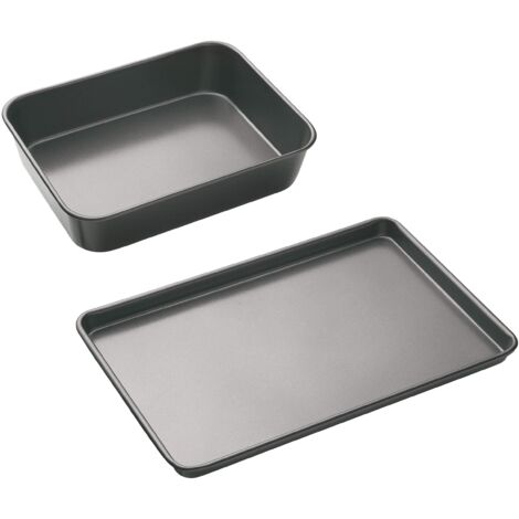 masterclassKitchenCraft Set de 2 vassoi de Forno 1mm Acciaio al carbonio Non-Stick BPA Free de 39 x 27 cm e 34 x 26 cm