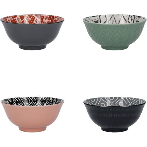 KitchenCraft Set de 4 Ciotole de Cereal de Ceramic in Box de Gift, Ciotole per Gelato, Zuppa e altro, Design "Designed for Life" 15 cm (1/5)