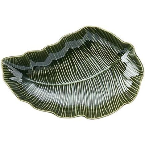 Mikasa Jardin Plato de Gres Piatto da portata con frma de Leaf, Green Dinnerware Single, 31.5cm - Dishwasher Safe (1/5)