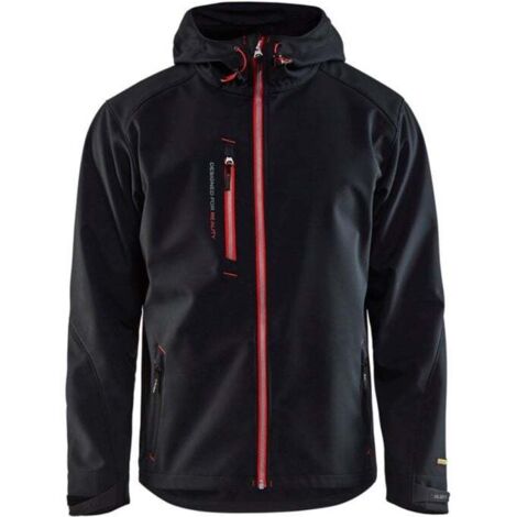 Giacca da lavoro softshell con cappuccio 4949 - Nero/Rosso XXXL
